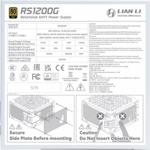 Блок питания Lian Li 1200W RS Gold (G9P.RS1200G.WH00.EU)