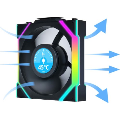 Кулер для корпуса Lian Li UNI Fan SL WIRELESS LCD 120-1, Black (G99.12SLLCD1W1B.00)