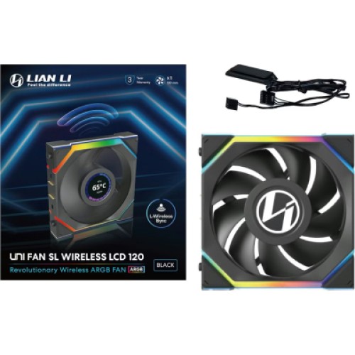 Кулер для корпуса Lian Li UNI Fan SL WIRELESS LCD 120-1, Black (G99.12SLLCD1W1B.00)