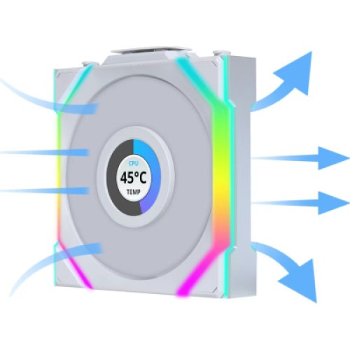 Кулер для корпуса Lian Li UNI Fan SL WIRELESS LCD 120-1, White (G99.12SLLCD1W1W.00)