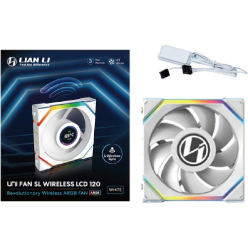 Кулер для корпуса Lian Li UNI Fan SL WIRELESS LCD 120-1, White (G99.12SLLCD1W1W.00)