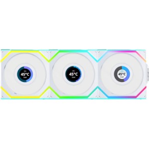 Кулер для корпуса Lian Li UNI Fan SL WIRELESS LCD 120-3, White (G99.12SLLCD1W3W.00)