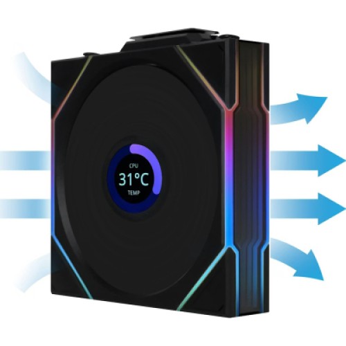 Кулер для корпуса Lian Li UNI Fan TL WIRELESS LCD 120-1, Black (G99.12TLLCD1W1B.00)