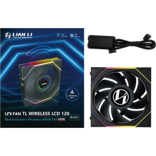 Кулер для корпуса Lian Li UNI Fan TL WIRELESS LCD 120-1, Black (G99.12TLLCD1W1B.00)