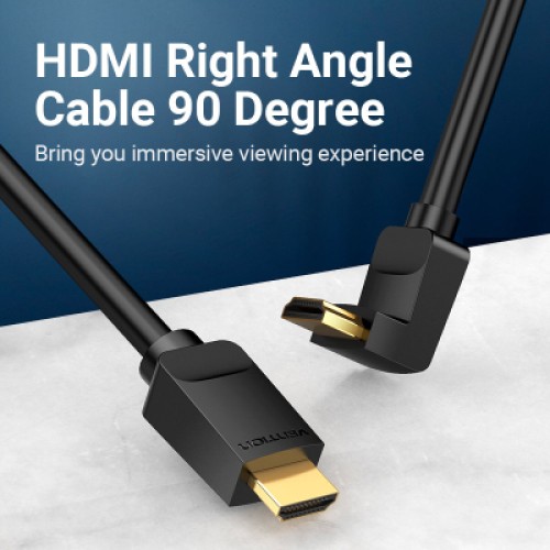 Кабель мультимедийный HDMI M to HDMI M 3.0m V2.0 4K60Hz 90° corner black Vention (AARBI)
