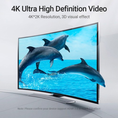 Кабель мультимедийный HDMI M to HDMI M 3.0m V2.0 4K60Hz 90° corner black Vention (AARBI)