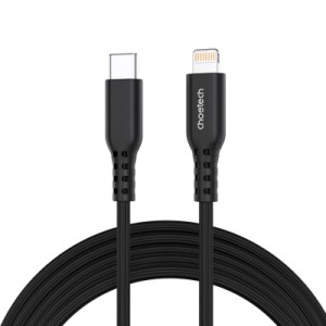 Дата кабель USB-C to Lightning 1.8m MFi PD20W braided black Choetech (XCL-1021-BK)
