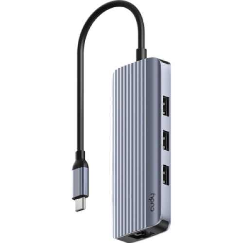 Концентратор Cudy USB-C 6-in-1 1xHDMI 4K + 1xUSB-C + 1xUSB 3.0 5Gbps + 2xUSB 2.0 (UH606)