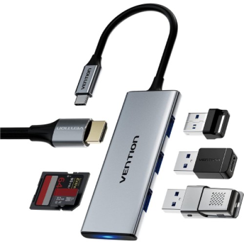 Концентратор Vention USB-C 6-in-1 3xUSB 3.0 + HDMI 4K30Hz + SD/TF 0.15m (TOOHB) Концентратор Vention USB-C 6-in-1 3xUSB 3.0 + HDMI 4K30Hz + SD/TF 0.15m (TOOHB)