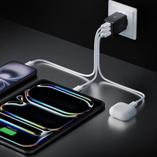 Зарядное устройство Spigen 2xUSB-C PD + 1xUSB 47W black (ACH09465)