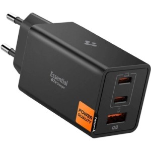 Зарядное устройство Spigen 2xUSB-C PD + 1xUSB 67W black (ACH09458)