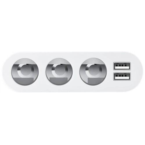 Зарядное устройство HOCO 2xUSB 10.5W + 3x car socket silver (6957531050896)