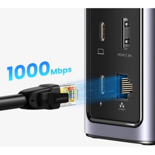 Порт-репликатор Ugreen USB-C Multifunctional Docking Station 12in1 USB HDMI DP RJ45 AUX SD TF (90325)