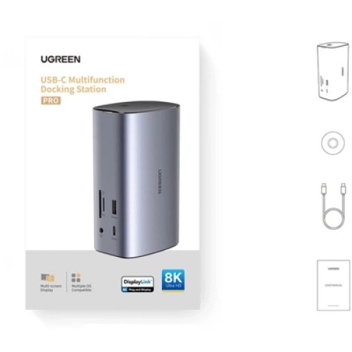 Порт-репликатор Ugreen USB-C Multifunctional Docking Station 12in1 USB HDMI DP RJ45 AUX SD TF (90325)