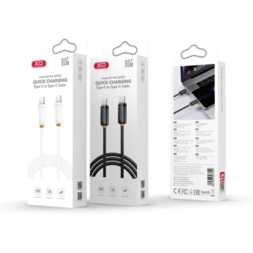 Дата кабель USB-C to USB-C 1.0m 60w black XO (NB-Q302B-CC.black) Дата кабель USB-C to USB-C 1.0m 60w black XO (NB-Q302B-CC.black)