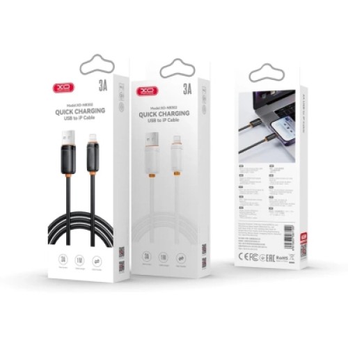 Дата кабель USB 2.0 AM to Lightning 1.0m 3A black XO (NB302-AI.black)