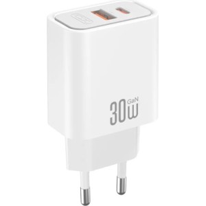 Зарядное устройство XO 1xUSB 22.5W + 1xUSB-C PD30W white (CE42.white)