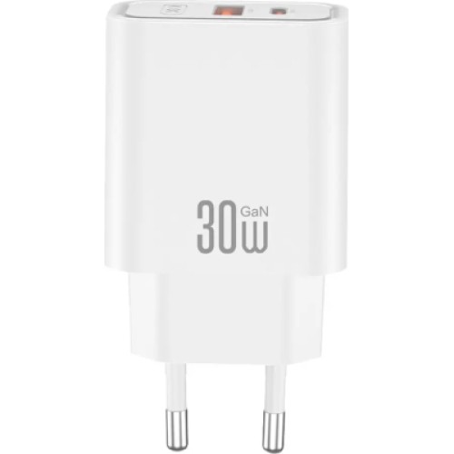 Зарядное устройство XO 1xUSB 22.5W + 1xUSB-C PD30W white (CE42.white)