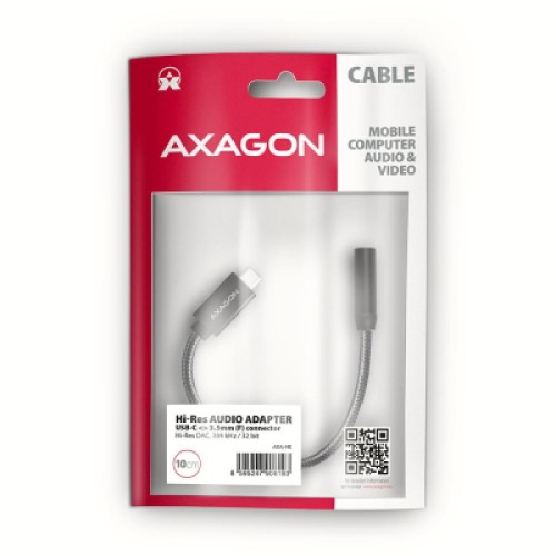 Переходник USB-C M to 3.5mm F DAC black AXAGON (ADA-HC)