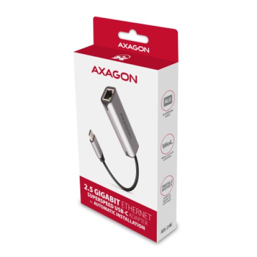 Переходник USB-C to RJ45 Ethernet 2500Mbps gray AXAGON (ADE-25RC)