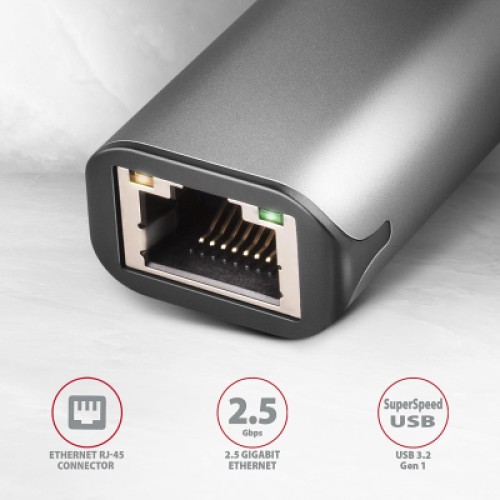 Переходник USB-C to RJ45 Ethernet 2500Mbps gray AXAGON (ADE-25RC)