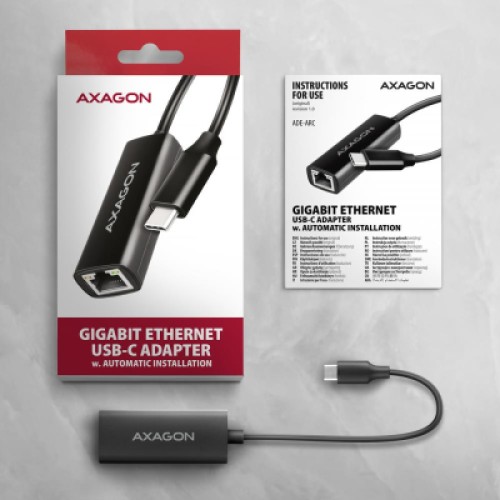 Переходник USB-C to RJ45 Ethernet 1000Mbps black AXAGON (ADE-ARC)
