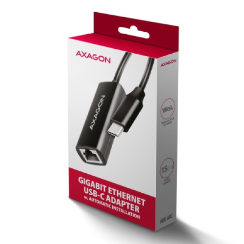 Переходник USB-C to RJ45 Ethernet 1000Mbps black AXAGON (ADE-ARC)
