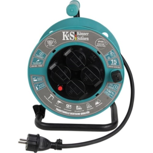 Сетевой удлинитель Konner&Sohnen на котушці 15 м, 4 розетки (KSCR-15M) (KSCR-15M)