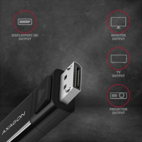 Кабель мультимедийный USB-C to DisplayPort M 1.8m 4K60Hz black AXAGON (RVC-DPC) Кабель мультимедийный USB-C to DisplayPort M 1.8m 4K60Hz black AXAGON (RVC-DPC)