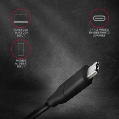 Кабель мультимедийный USB-C to DisplayPort M 1.8m 4K60Hz black AXAGON (RVC-DPC) Кабель мультимедийный USB-C to DisplayPort M 1.8m 4K60Hz black AXAGON (RVC-DPC)