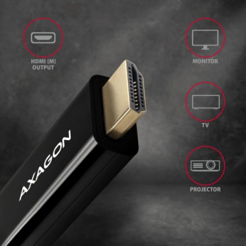 Кабель мультимедийный HDMI M to DisplayPort M 1.8m 4K30Hz black AXAGON (RVD-HI14C2)