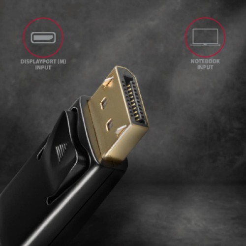 Кабель мультимедийный HDMI M to DisplayPort M 1.8m 4K30Hz black AXAGON (RVD-HI14C2)