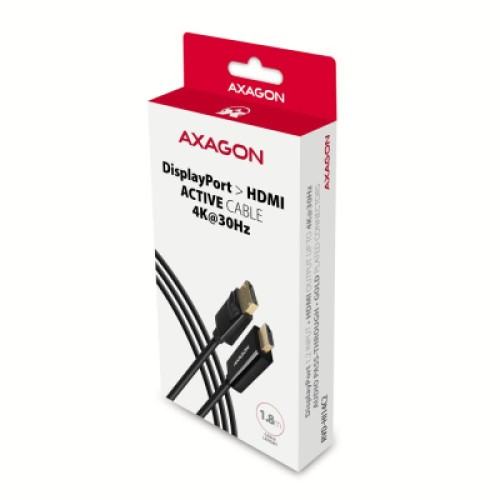 Кабель мультимедийный HDMI M to DisplayPort M 1.8m 4K30Hz black AXAGON (RVD-HI14C2)