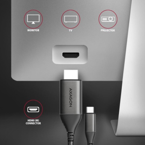 Кабель мультимедийный USB-C to HDMI M 1.8m black AXAGON (RVC-HI2MC)