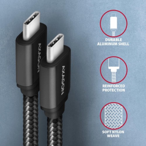 Дата кабель USB-C to USB-C 3.0m v3.2 Gen 1 PD 60W 3A black AXAGON (BUCM3-CM30AB)