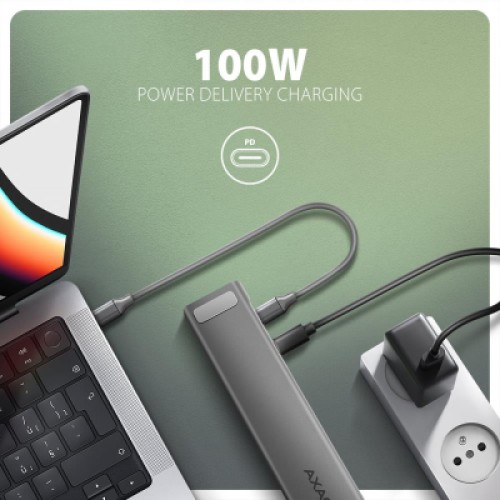 Концентратор AXAGON USB-C 9-in-1 4xUSB 3.2 + 2xUSB-C + HDMI + SD/TF + RJ45 1000Mbps + PD 100W black/gray (HMC-10HLS) Концентратор AXAGON USB-C 9-in-1 4xUSB 3.2 + 2xUSB-C + HDMI + SD/TF + RJ45 1000Mbps + PD 100W black/gray (HMC-10HLS)