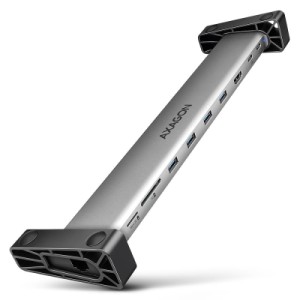 Концентратор AXAGON USB-C 9-in-1 4xUSB 3.2 + 2xUSB-C + HDMI + SD/TF + RJ45 1000Mbps + PD 100W black/gray (HMC-10HLS)