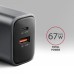 Зарядное устройство AXAGON 1xUSB-C PD67W + 1xUSB QC4+ PPS gray (ACU-PQ67)