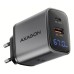Зарядное устройство AXAGON 1xUSB-C PD67W + 1xUSB QC4+ PPS display gray (ACU-PQ67D)