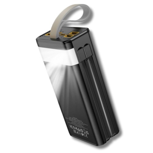 Батарея универсальная HOCO 30000mAh Plentiful 22.5W, built-in cables, LED, Black (DB58 / 715030) Батарея универсальная HOCO 30000mAh Plentiful 22.5W, built-in cables, LED, Black (DB58 / 715030)