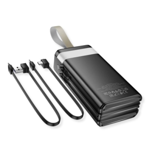 Батарея универсальная HOCO 30000mAh Plentiful 22.5W, built-in cables, LED, Black (DB58 / 715030) Батарея универсальная HOCO 30000mAh Plentiful 22.5W, built-in cables, LED, Black (DB58 / 715030)