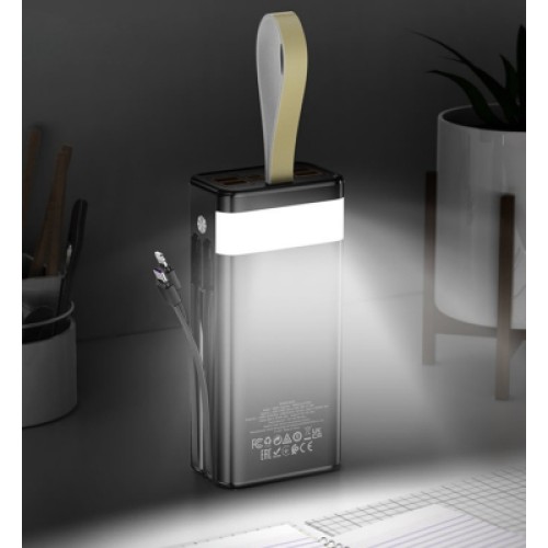 Батарея универсальная HOCO 30000mAh Plentiful 22.5W, built-in cables, LED, Black (DB58 / 715030) Батарея универсальная HOCO 30000mAh Plentiful 22.5W, built-in cables, LED, Black (DB58 / 715030)