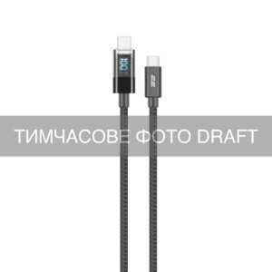 Дата кабель USB-C to USB-C 1.0m PD 100W Digital Display black 2E (2E-CC100-BL)
