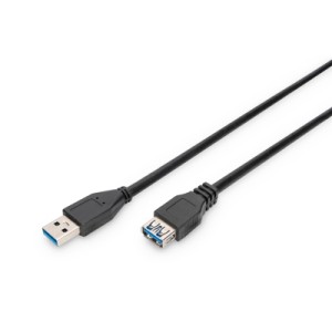 Дата кабель USB 3.0 AM/AF 3.0m black Digitus (AK-300203-030-S)