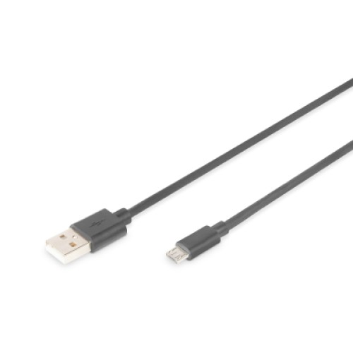 Дата кабель USB 2.0 AM to Micro 5P 0.9m black Digitus (AK-300110-010-S)