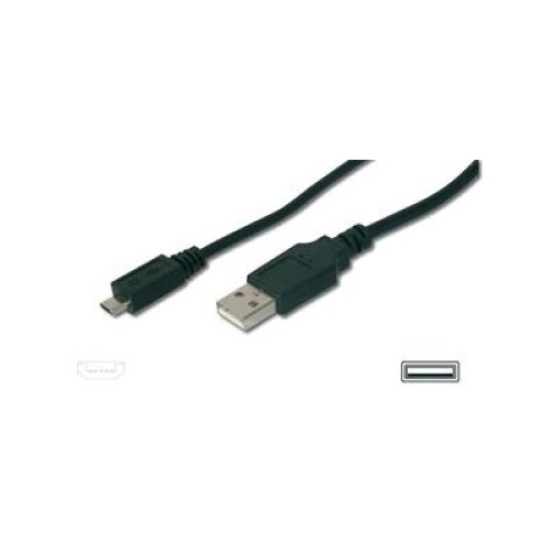 Дата кабель USB 2.0 AM to Micro 5P 1.0m black Digitus (AK-300127-010-S)