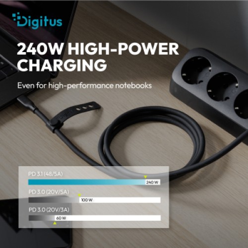 Дата кабель USB-C to USB-C 1.0m USB4 2.0 80G 240W 16K silicone black Digitus (AK-300350-010-S) Дата кабель USB-C to USB-C 1.0m USB4 2.0 80G 240W 16K silicone black Digitus (AK-300350-010-S)