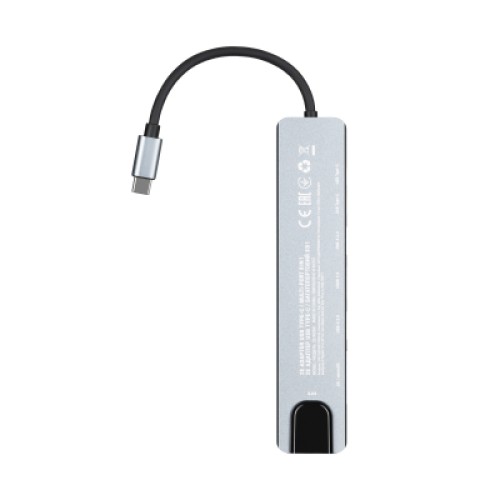 Концентратор 2E USB-C 8-in-1 1xUSB 2.0 + 1xUSB 3.0 + 2xUSB-C PD + HDMI + microSD/SD + 1xRJ45 0.13m gray (2E-W2681)