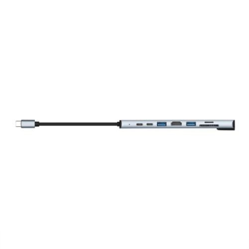 Концентратор 2E USB-C 8-in-1 1xUSB 2.0 + 1xUSB 3.0 + 2xUSB-C PD + HDMI + microSD/SD + 1xRJ45 0.13m gray (2E-W2681)