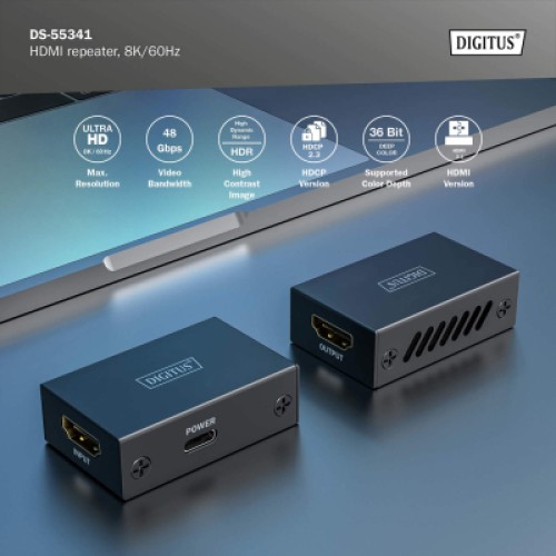 Адаптер HDMI extender 10m 8K60Hz/13m 4K60Hz repeater Digitus (DS-55341)